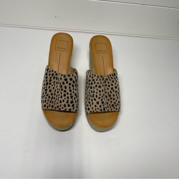 Dolce Vita Bela Leopard Spotted Wedge Sandals Size 8 - Picture 3 of 11